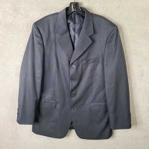 Vintage Massimo Jacket‎ Mens 40R Gray Blazer Polyester Blend Charcoal 4 Button
